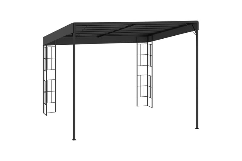 Veggmontert paviljong 3x3 m antrasitt stoff - Hagemøbler - Solbeskyttelse - Paviljonger - Komplett paviljong