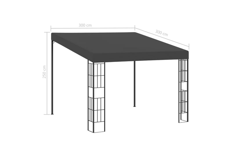 Veggmontert paviljong 3x3 m antrasitt stoff - Komplett paviljong