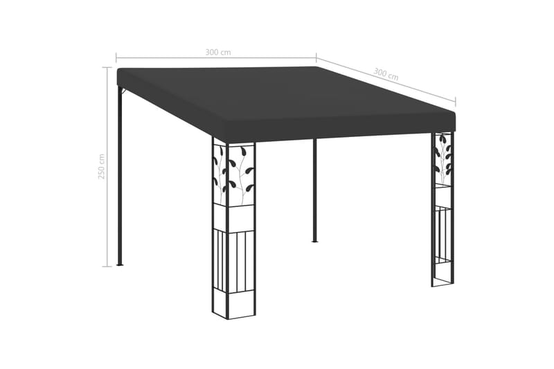 Veggmontert paviljong 3x3x2,5 m antrasitt - Hagemøbler - Solbeskyttelse - Paviljonger - Komplett paviljong