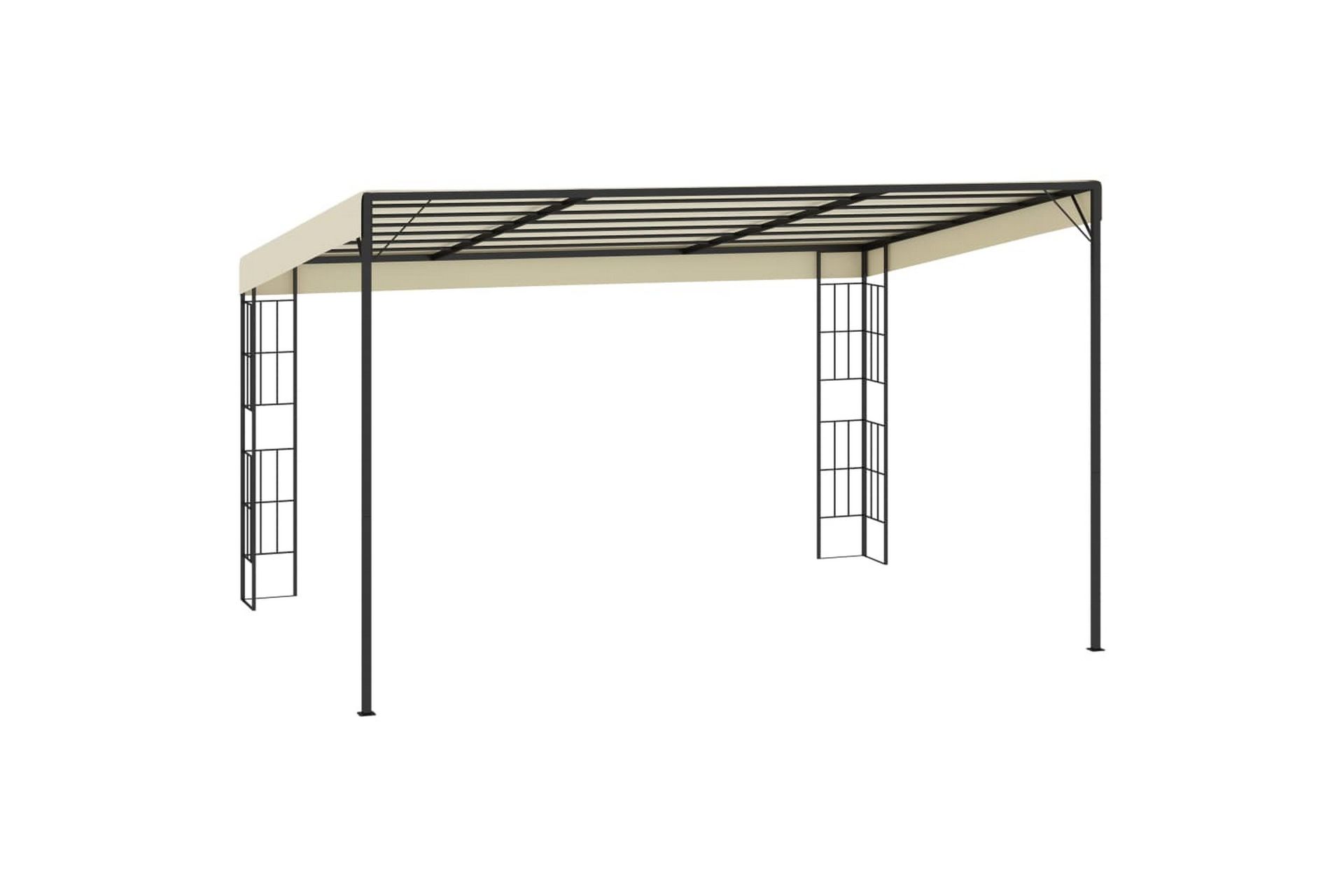 Veggmontert paviljong 3x4 m kremhvit stoff - Hagemøbler - Solbeskyttelse - Paviljonger - Komplett paviljong