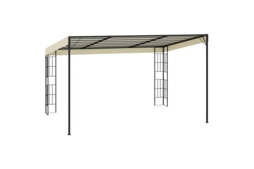 Veggmontert paviljong 3x4 m kremhvit stoff - Hagemøbler - Solbeskyttelse - Paviljonger - Komplett paviljong