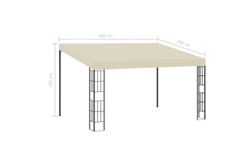 Veggmontert paviljong 3x4 m kremhvit stoff - Hagemøbler - Solbeskyttelse - Paviljonger - Komplett paviljong
