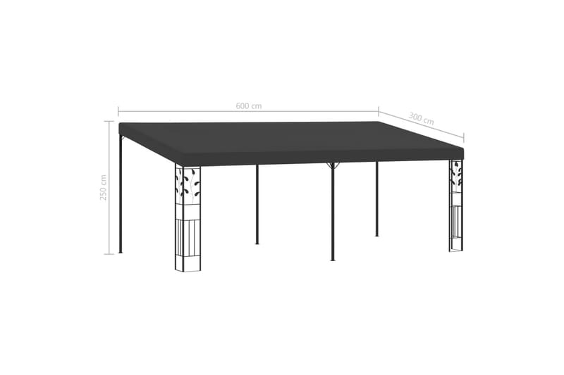 Veggmontert paviljong 6x3x2,5 m antrasitt - Hagemøbler - Solbeskyttelse - Paviljonger - Komplett paviljong