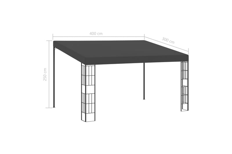 Veggmontert paviljong 3x4 m antrasitt stoff - Komplett paviljong