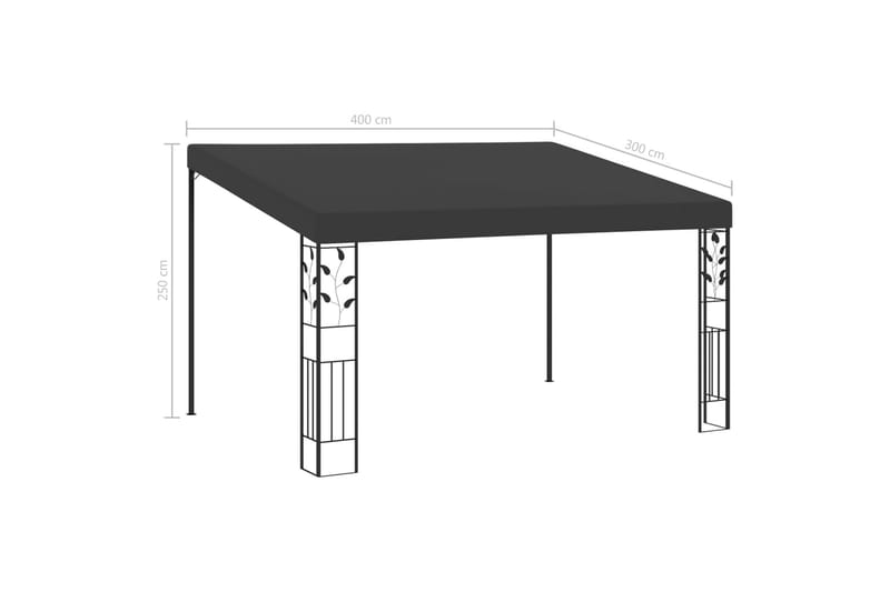 Veggmontert paviljong 4x3x2,5 m antrasitt - Hagemøbler - Solbeskyttelse - Paviljonger - Komplett paviljong