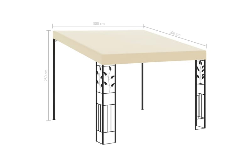 Veggmontert paviljong 3x3x2,5 m kremhvit - Hagemøbler - Solbeskyttelse - Paviljonger - Komplett paviljong