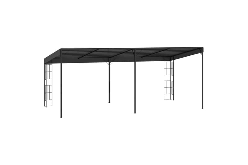 Veggmontert paviljong 3x6 m antrasitt stoff - Hagemøbler - Solbeskyttelse - Paviljonger - Komplett paviljong