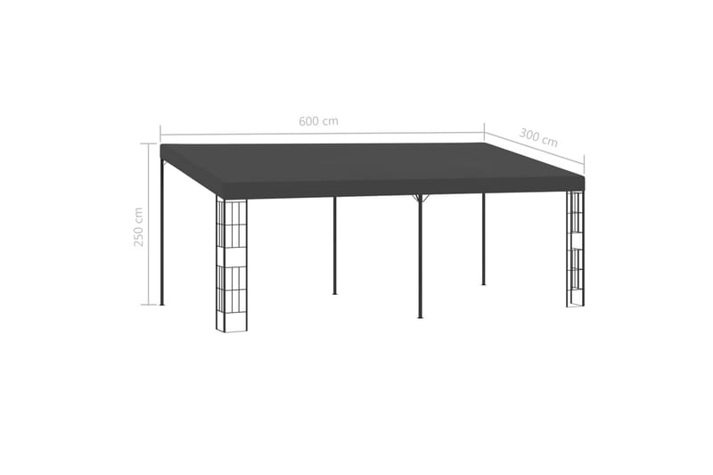 Veggmontert paviljong 3x6 m antrasitt stoff - Komplett paviljong