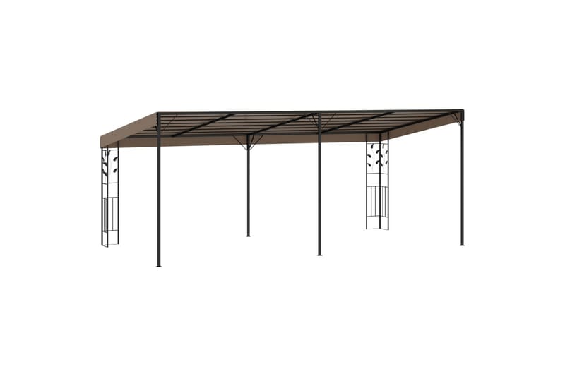 Veggmontert paviljong 6x3x2,5 m gråbrun - Taupe - Hagemøbler - Solbeskyttelse - Paviljonger - Komplett paviljong
