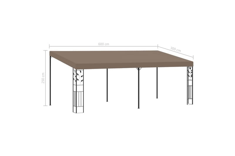Veggmontert paviljong 6x3x2,5 m gråbrun - Taupe - Hagemøbler - Solbeskyttelse - Paviljonger - Komplett paviljong