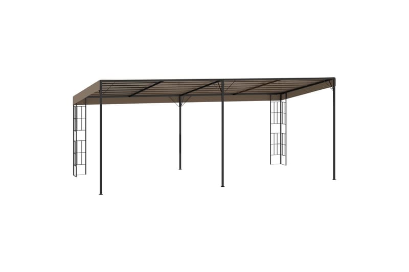 Veggmontert paviljong 6x3 m gråbrun stoff - Taupe - Hagemøbler - Solbeskyttelse - Paviljonger - Komplett paviljong