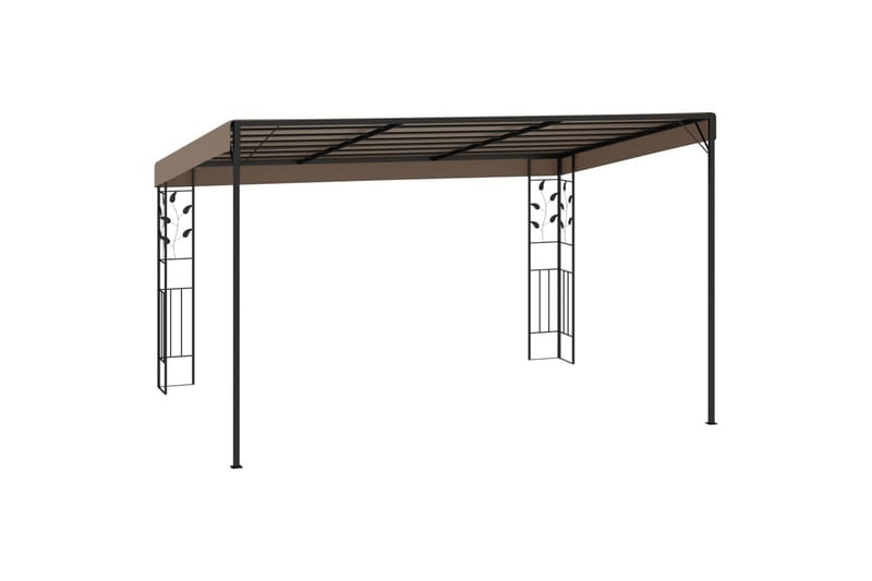 Veggmontert paviljong 4x3x2,5 m gråbrun - Taupe - Hagemøbler - Solbeskyttelse - Paviljonger - Komplett paviljong