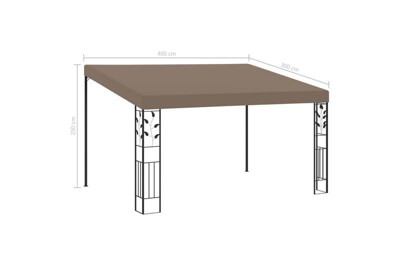 Veggmontert paviljong 4x3x2,5 m gråbrun - Taupe - Hagemøbler - Solbeskyttelse - Paviljonger - Komplett paviljong