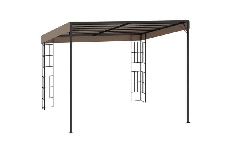 Veggmontert paviljong 3x3 m gråbrun stoff - Taupe - Hagemøbler - Solbeskyttelse - Paviljonger - Komplett paviljong