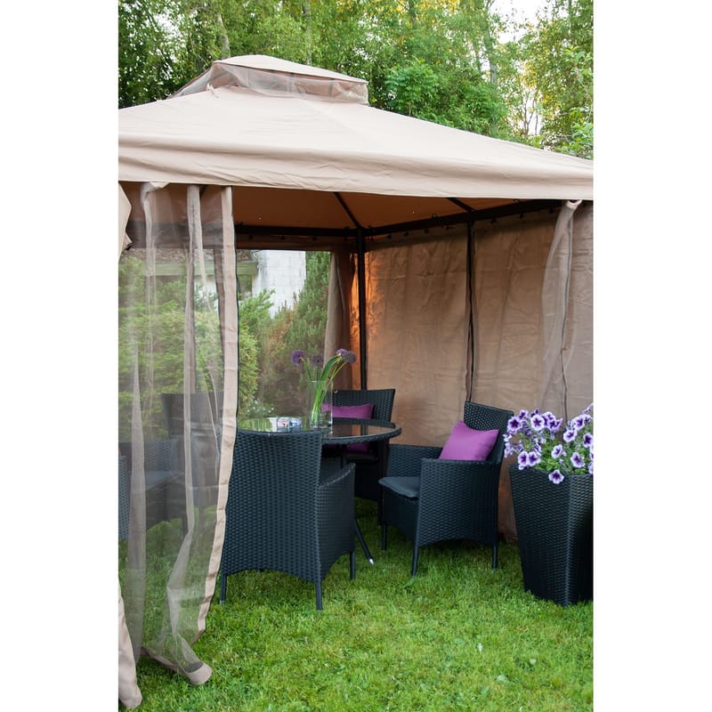 Mosquito Nets for Gazebo HOME4YOU - beige - Hagemøbler - Solbeskyttelse - Paviljonger - Paviljongvegger
