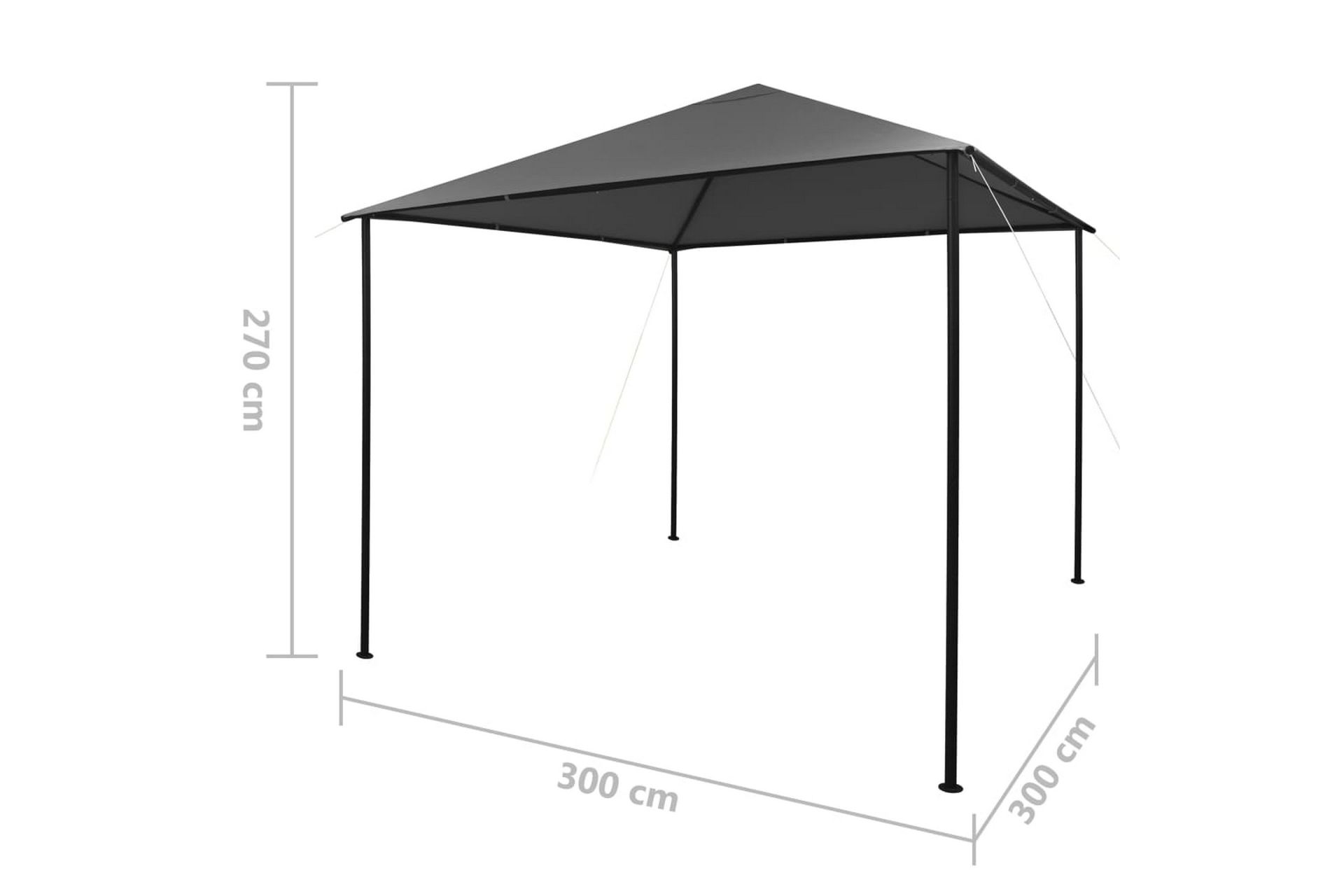 Paviljong 3x3 m antrasitt stoff og stål 180 g/m² - Antrasittgrå - Hagemøbler - Solbeskyttelse - Paviljonger
