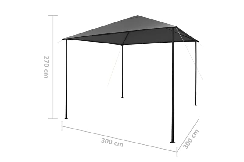 Paviljong 3x3 m antrasitt stoff og stål 180 g/m² - Antrasittgrå - Hagemøbler - Solbeskyttelse - Paviljonger