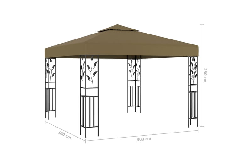 Paviljong 3x3 m gråbrun 180 g/m² - Taupe - Hagemøbler - Solbeskyttelse - Paviljonger