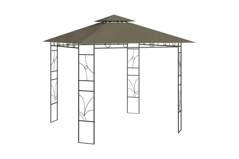 Paviljong 3x3x2,7 m gråbrun 160 g/m² - Taupe - Komplett paviljong