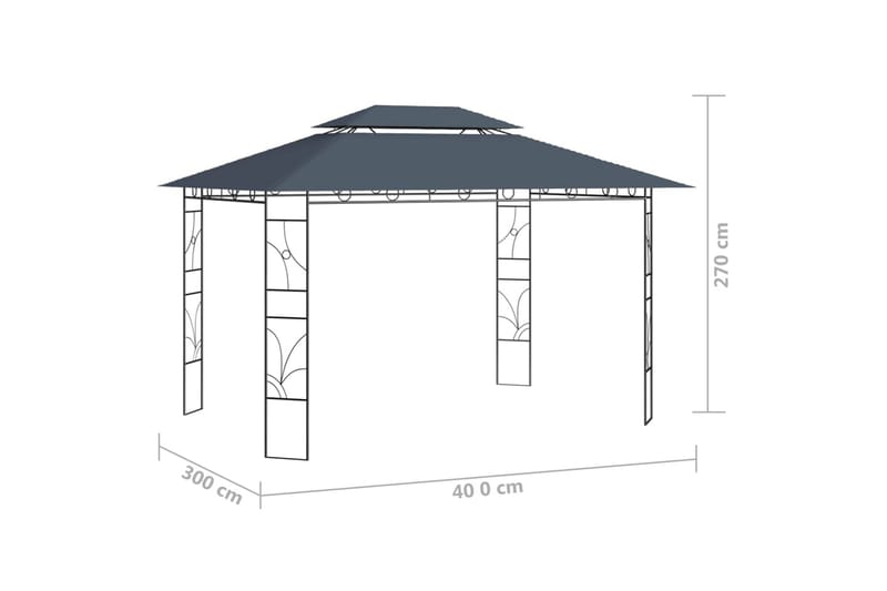 Paviljong 4x3x2,7 m antrasitt 160 g/m² - Antrasittgrå - Hagemøbler - Solbeskyttelse - Paviljonger - Komplett paviljong