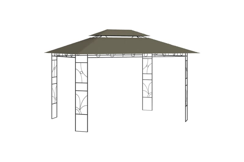 Paviljong 4x3x2,7 m gråbrun 160 g/m² - Taupe - Komplett paviljong