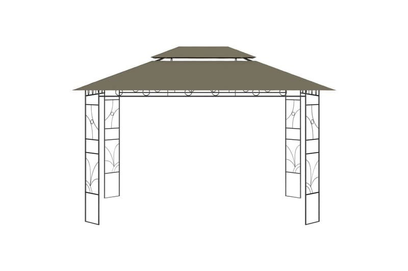 Paviljong 4x3x2,7 m gråbrun 160 g/m² - Taupe - Hagemøbler - Solbeskyttelse - Paviljonger - Komplett paviljong