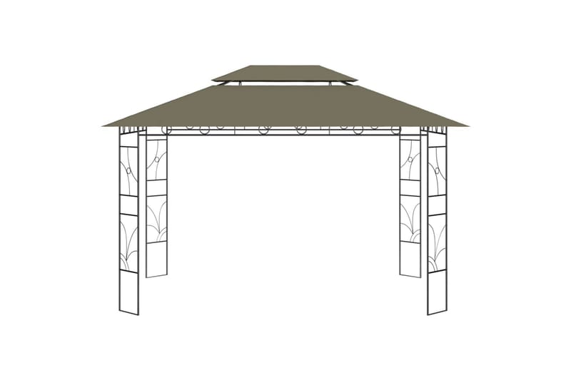 Paviljong 4x3x2,7 m gråbrun 160 g/m² - Taupe - Komplett paviljong