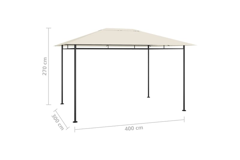 Paviljong 4x3x2,7 m gråbrun 180 g/m² - Taupe - Hagemøbler - Solbeskyttelse - Paviljonger - Komplett paviljong