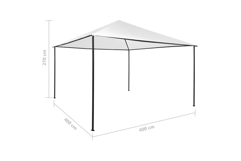 Paviljong 4x4x2,7 m hvit 180 g/m² - Hvit - Hagemøbler - Solbeskyttelse - Paviljonger