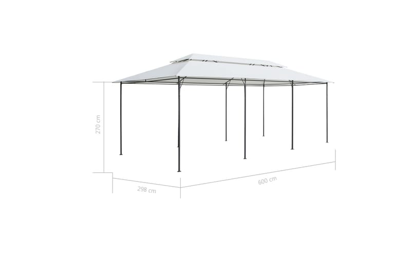 Paviljong 600x298x270 cm hvit 180g/m² - Hvit - Hagemøbler - Solbeskyttelse - Paviljonger