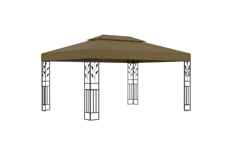 Paviljong med dobbelt tak 3x4 m gråbrun 180 g/m² - Taupe - Hagemøbler - Solbeskyttelse - Paviljonger