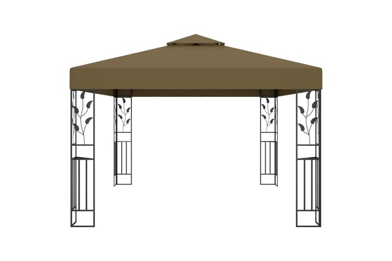 Paviljong med dobbelt tak 3x4 m gråbrun 180 g/m² - Taupe - Hagemøbler - Solbeskyttelse - Paviljonger
