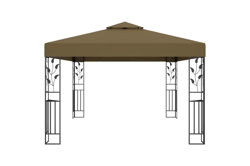 Paviljong med dobbelt tak 3x4 m gråbrun 180 g/m² - Taupe - Paviljonger - Paviljong med tak - Grilltelt