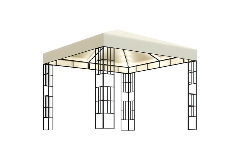 Paviljong med lysslynge 3x3 m kremhvit - Krem - Hagemøbler - Solbeskyttelse - Paviljonger - Komplett paviljong