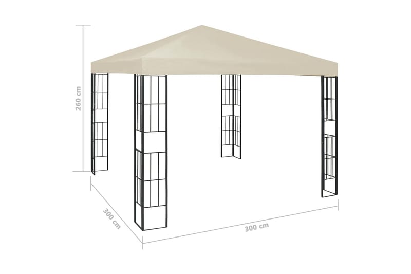 Paviljong med lysslynge 3x3 m kremhvit - Krem - Komplett paviljong