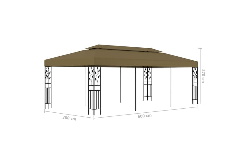 Paviljong 6x3 m gråbrun 180 g/m² - Taupe - Hagemøbler - Solbeskyttelse - Paviljonger - Paviljong med tak