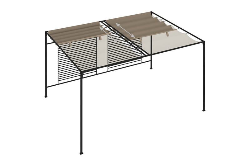 Paviljong med uttrekkbart tak 3x4x2,3 m gråbrun 180 g/m² - Taupe - Hagemøbler - Solbeskyttelse - Paviljonger - Komplett paviljong