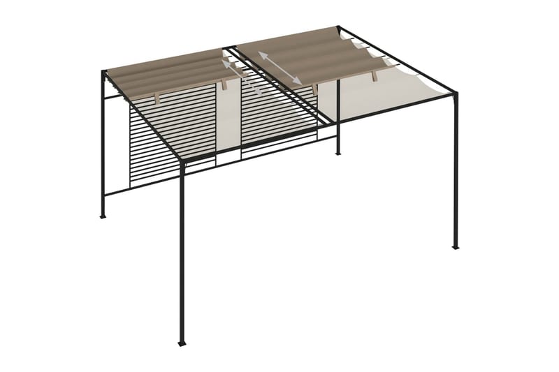 Paviljong med uttrekkbart tak 3x4x2,3 m gråbrun 180 g/m² - Taupe - Komplett paviljong