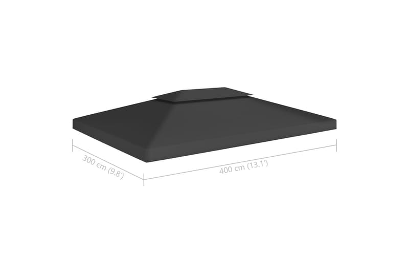 Dobbel toppduk til paviljong 310 g/m² 4x3 m svart - Svart - Hagemøbler - Solbeskyttelse - Paviljonger - Paviljongtak