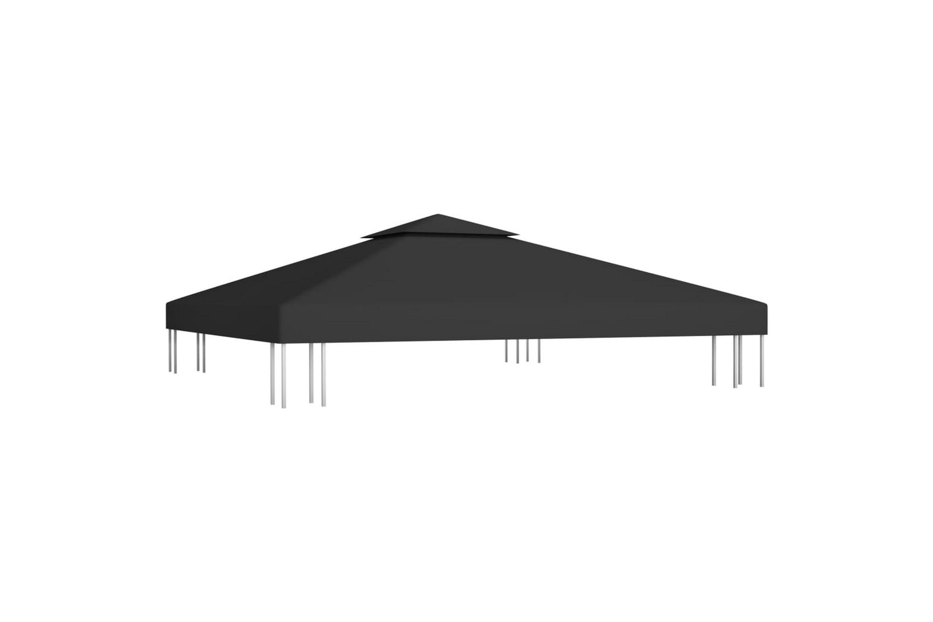 Dobbel toppduk til paviljong 310 g/m² 3x3 m svart - Svart - Hagemøbler - Solbeskyttelse - Paviljonger - Paviljongtak