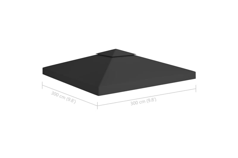 Dobbel toppduk til paviljong 310 g/m² 3x3 m svart - Svart - Hagemøbler - Solbeskyttelse - Paviljonger - Paviljongtak