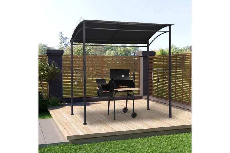 Paviljong til grilling 215x150x220 cm antrasitt stål - Grå - Hagemøbler - Solbeskyttelse - Paviljonger - Paviljongtak