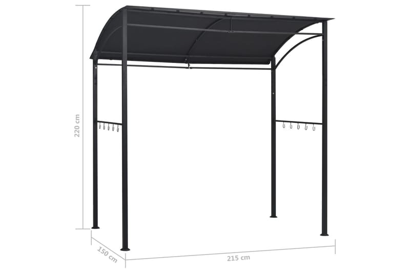 Paviljong til grilling 215x150x220 cm antrasitt stål - Grå - Hagemøbler - Solbeskyttelse - Paviljonger - Paviljongtak