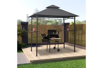 Paviljong til grilling 240x150x255 cm antrasitt stål - Grå - Hagemøbler - Solbeskyttelse - Paviljonger - Paviljongtak