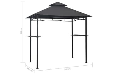 Paviljong til grilling 240x150x255 cm antrasitt stål - Grå - Hagemøbler - Solbeskyttelse - Paviljonger - Paviljongtak