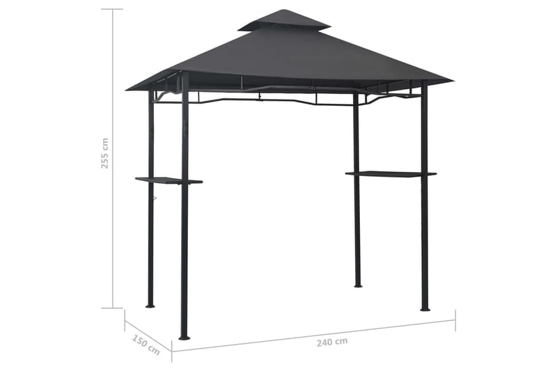 Paviljong til grilling 240x150x255 cm antrasitt stål - Grå - Hagemøbler - Solbeskyttelse - Paviljonger - Paviljongtak