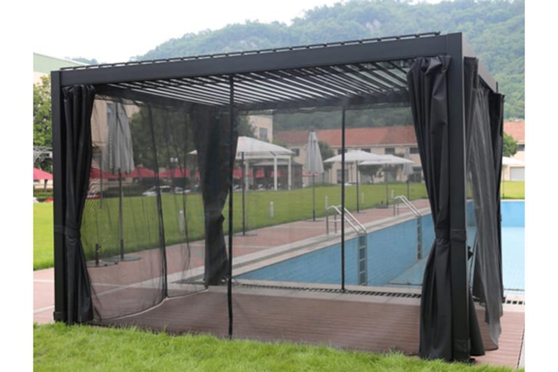 Myggnett til Pavilion Mirador 300x300 cm 4 stk Sort - Hagemøbler - Solbeskyttelse - Paviljonger - Paviljongvegger