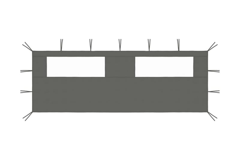 Sidevegg til paviljong med vinduer 6x2 m antrasitt - Antrasittgrå - Paviljongvegger