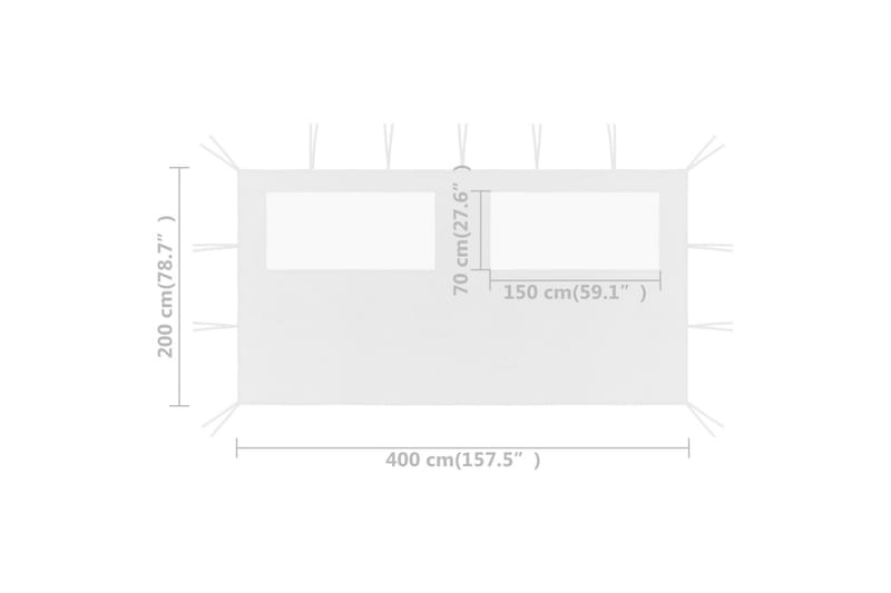 Sidevegg til paviljong med vinduer 4x2 m hvit - Hvit - Hagemøbler - Solbeskyttelse - Paviljonger - Paviljongvegger
