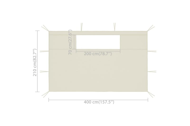 Sidevegger til paviljong med vinduer 2 stk kremhvit - Krem - Hagemøbler - Solbeskyttelse - Paviljonger - Paviljongvegger